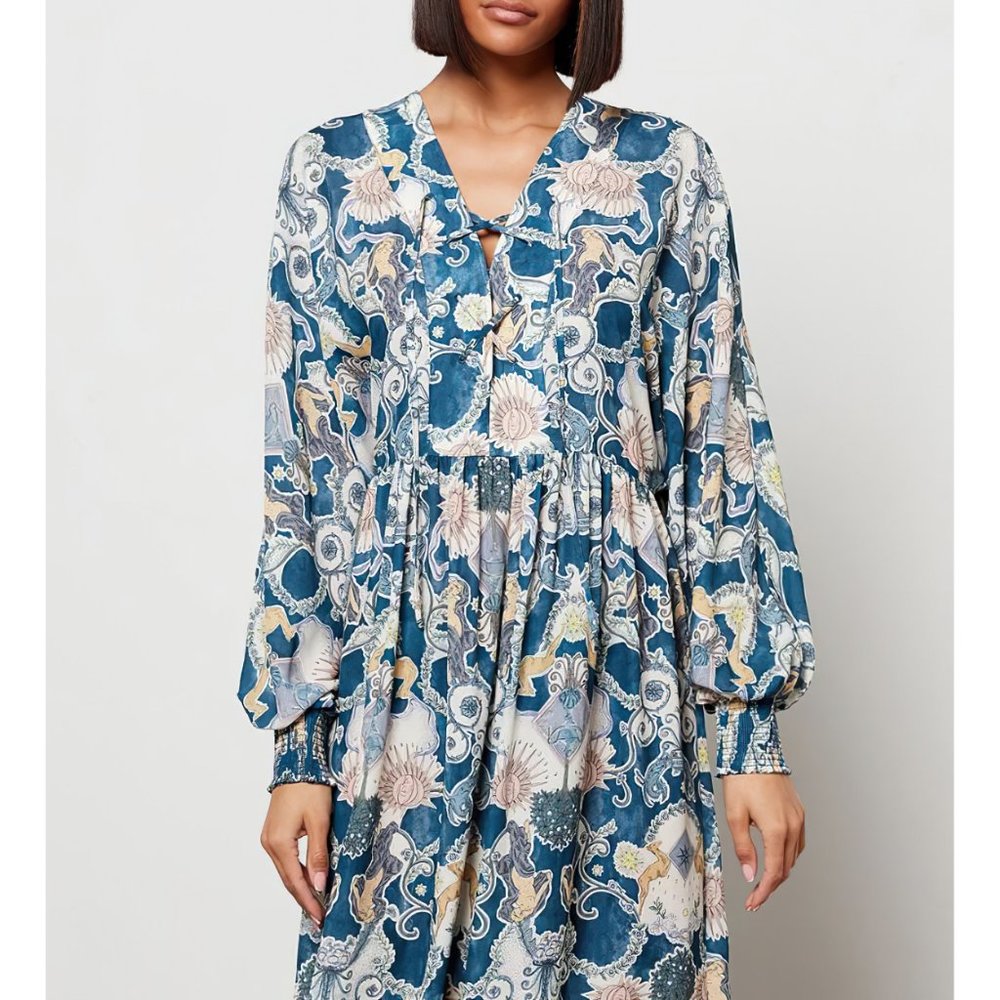 See By Chloé Women's Lovers Print Long Sleeve Midi Floral Dress Blue - Picture 6 of 12